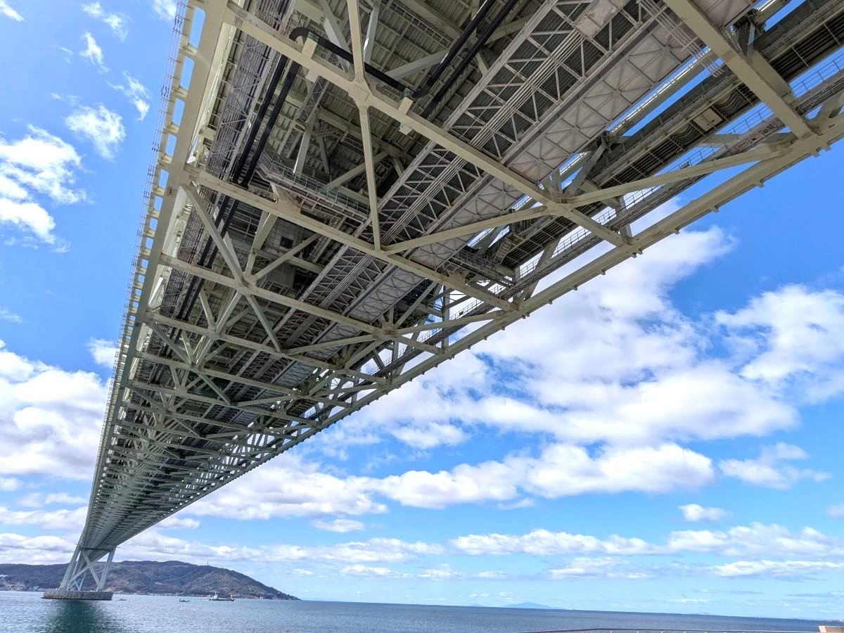 明石海峡大橋の真下（現地にて撮影）