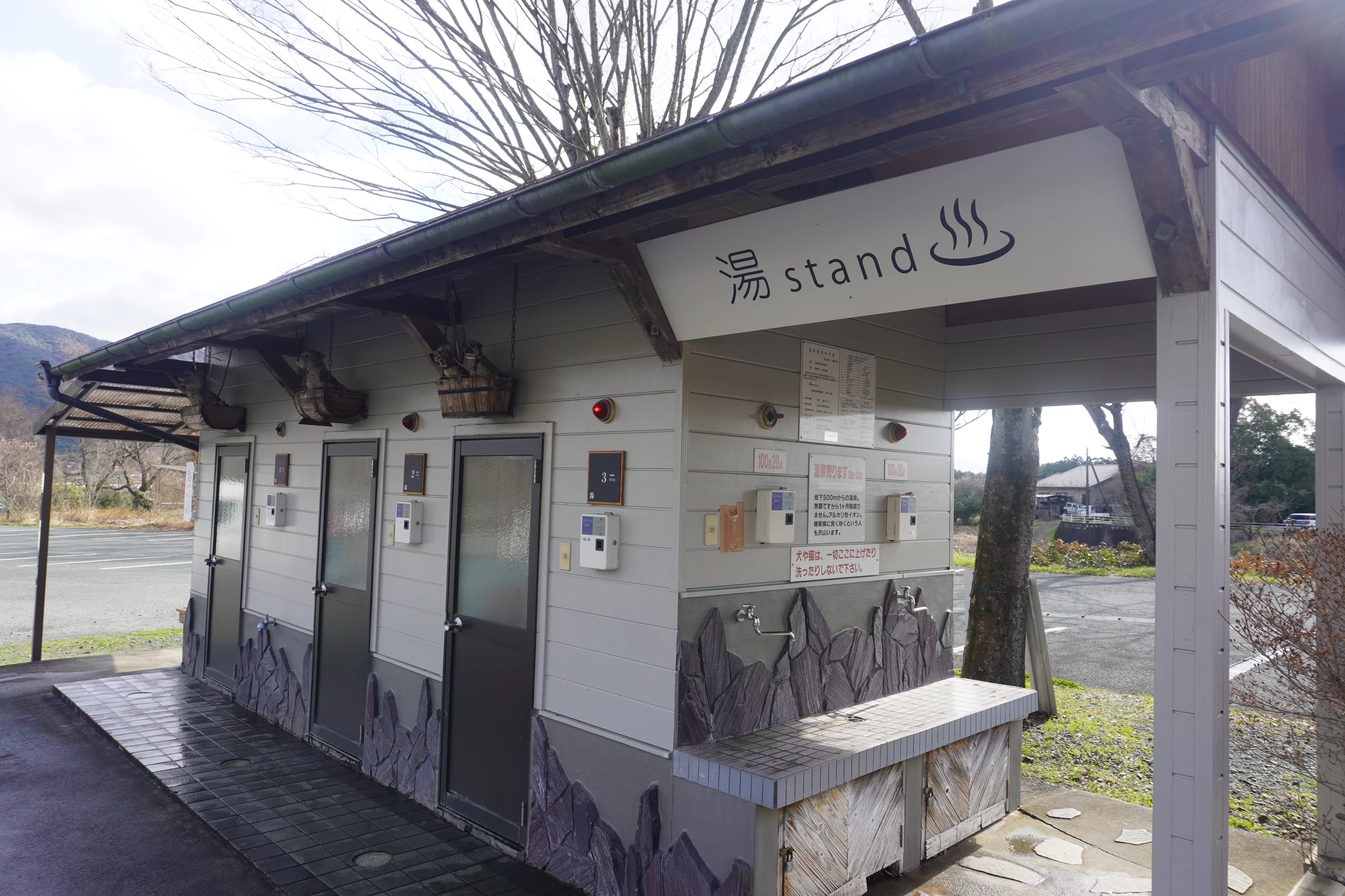 遊んだ後は犬も温泉へ