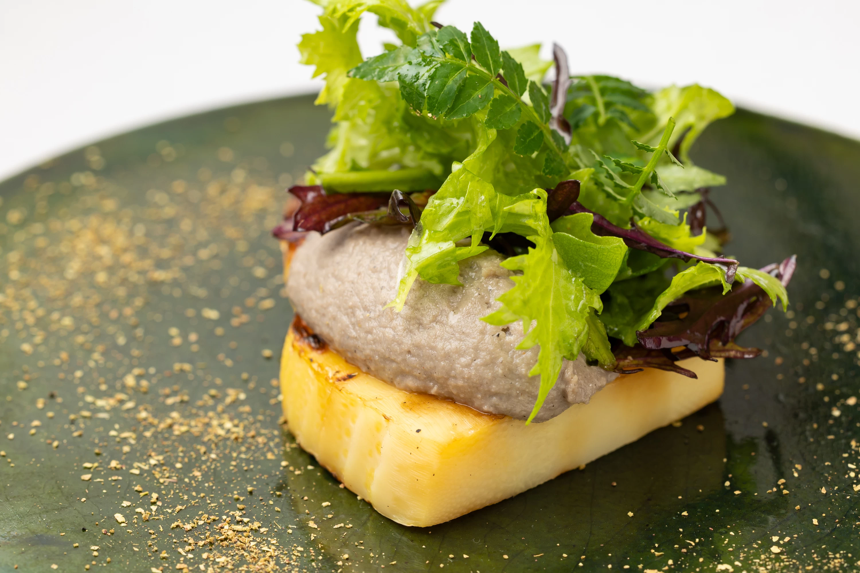 筍の炭火焼き アマゴのリエット