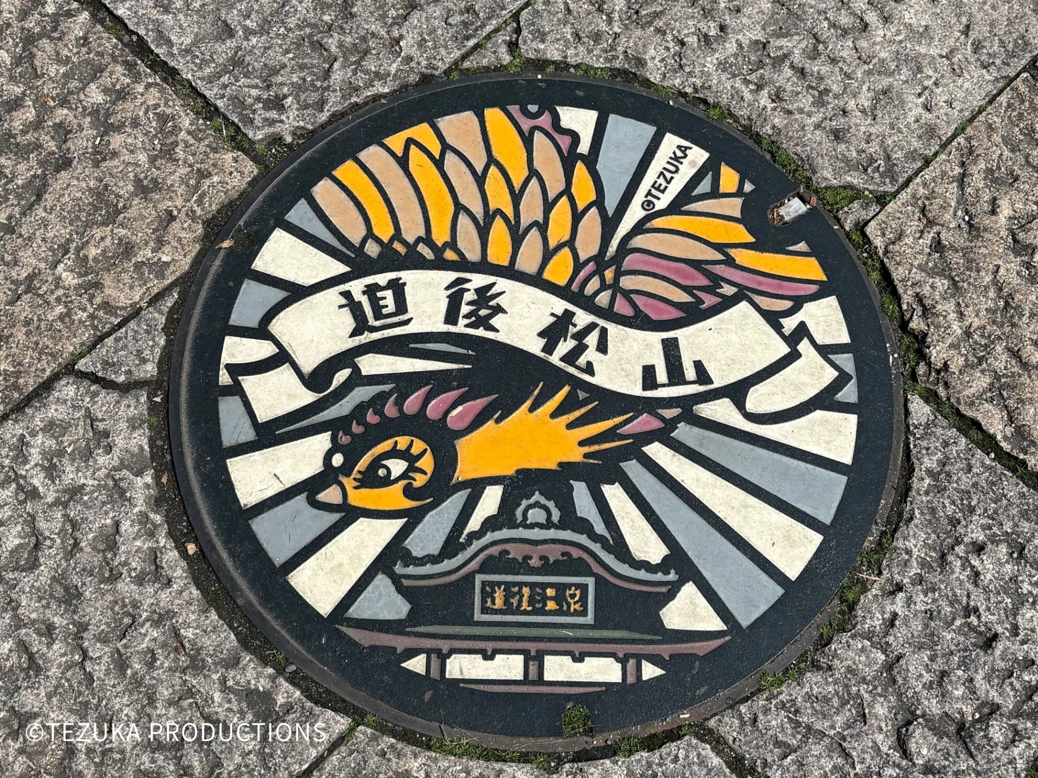 手塚治虫「火の鳥」のマンホール（現地にて撮影）