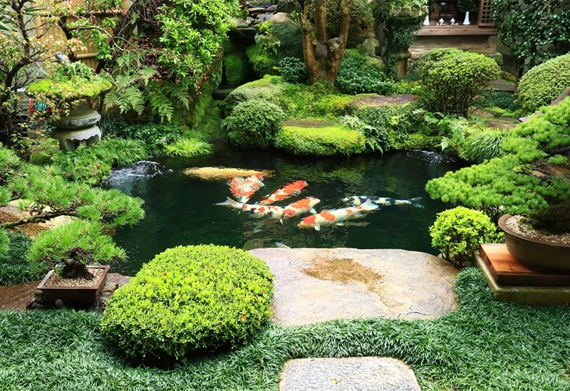 店内奥の日本庭園